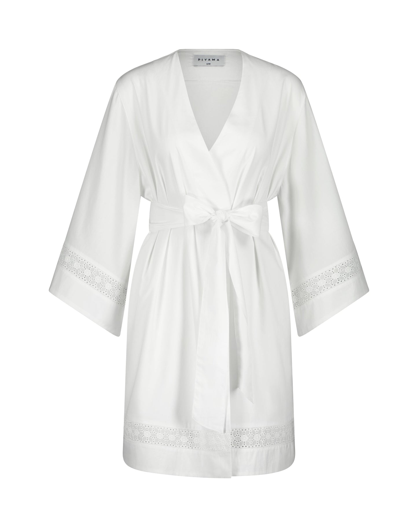 Piyama Giselle Bridal Robe - Cotton Modal Off White + Insert Trim — view 9
