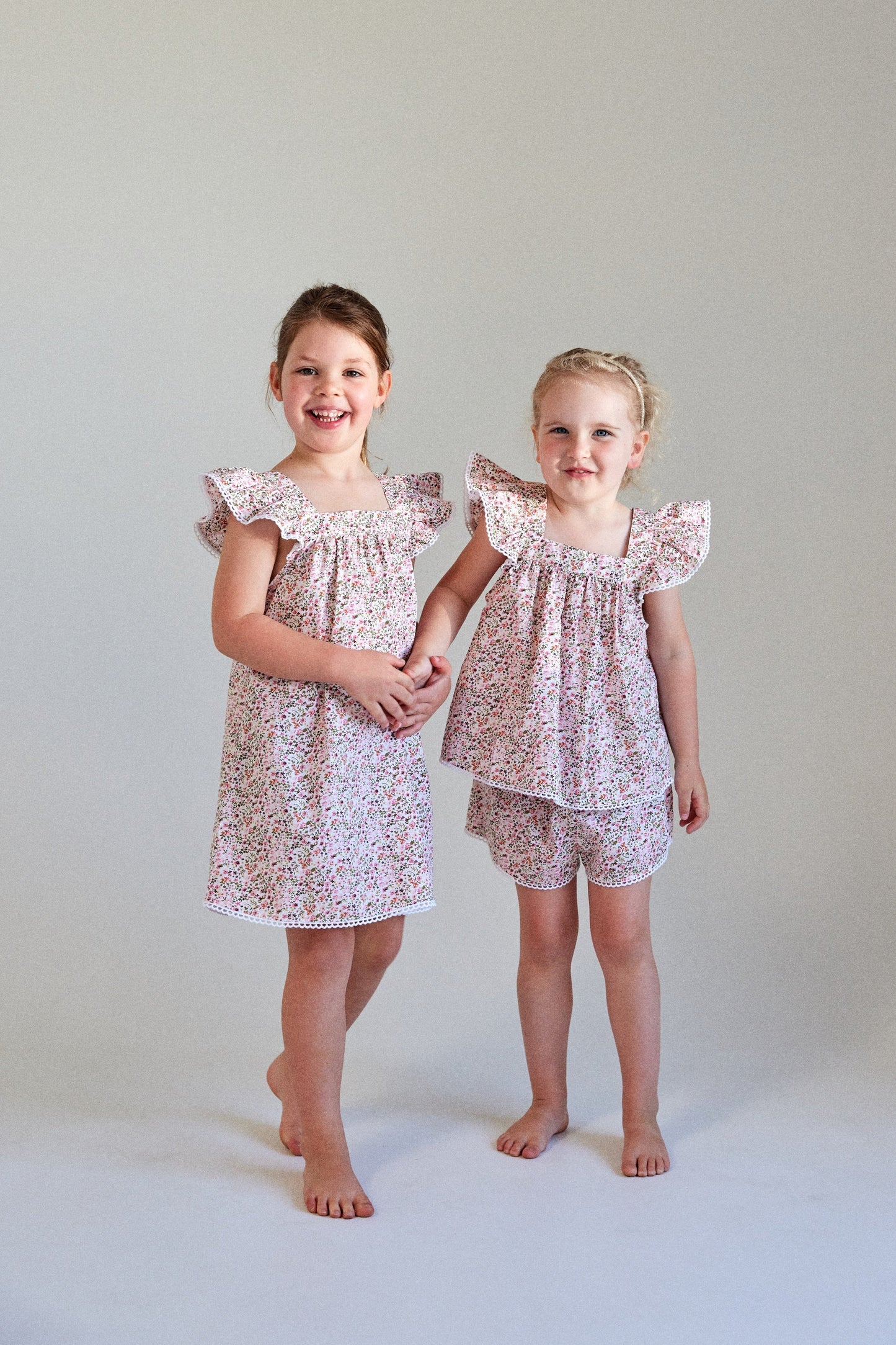 Girls Harriet Lounge Dress - Floret Pink + Trim