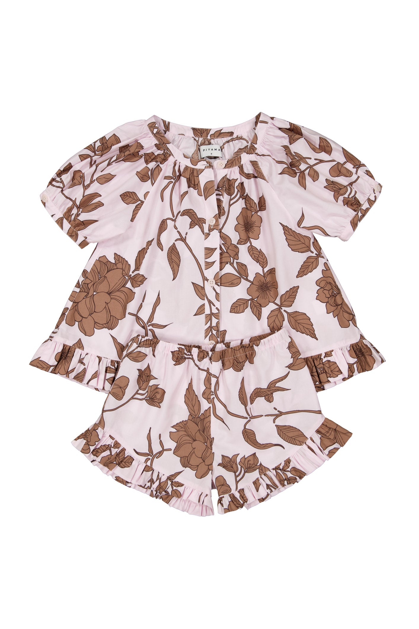 Girls Sophie Lounge Set - Cotton Modal - Romantic Floral Toffee