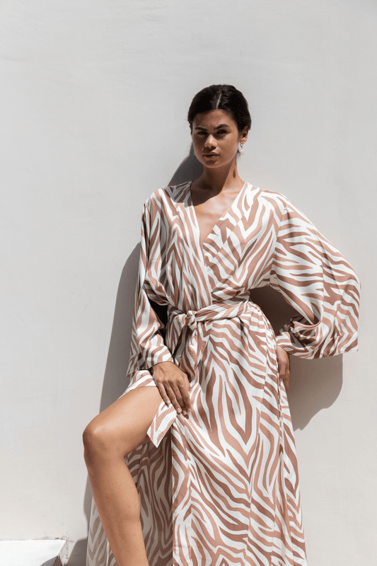 Alice Kimono - Long - ECOVERO™ - Zebra