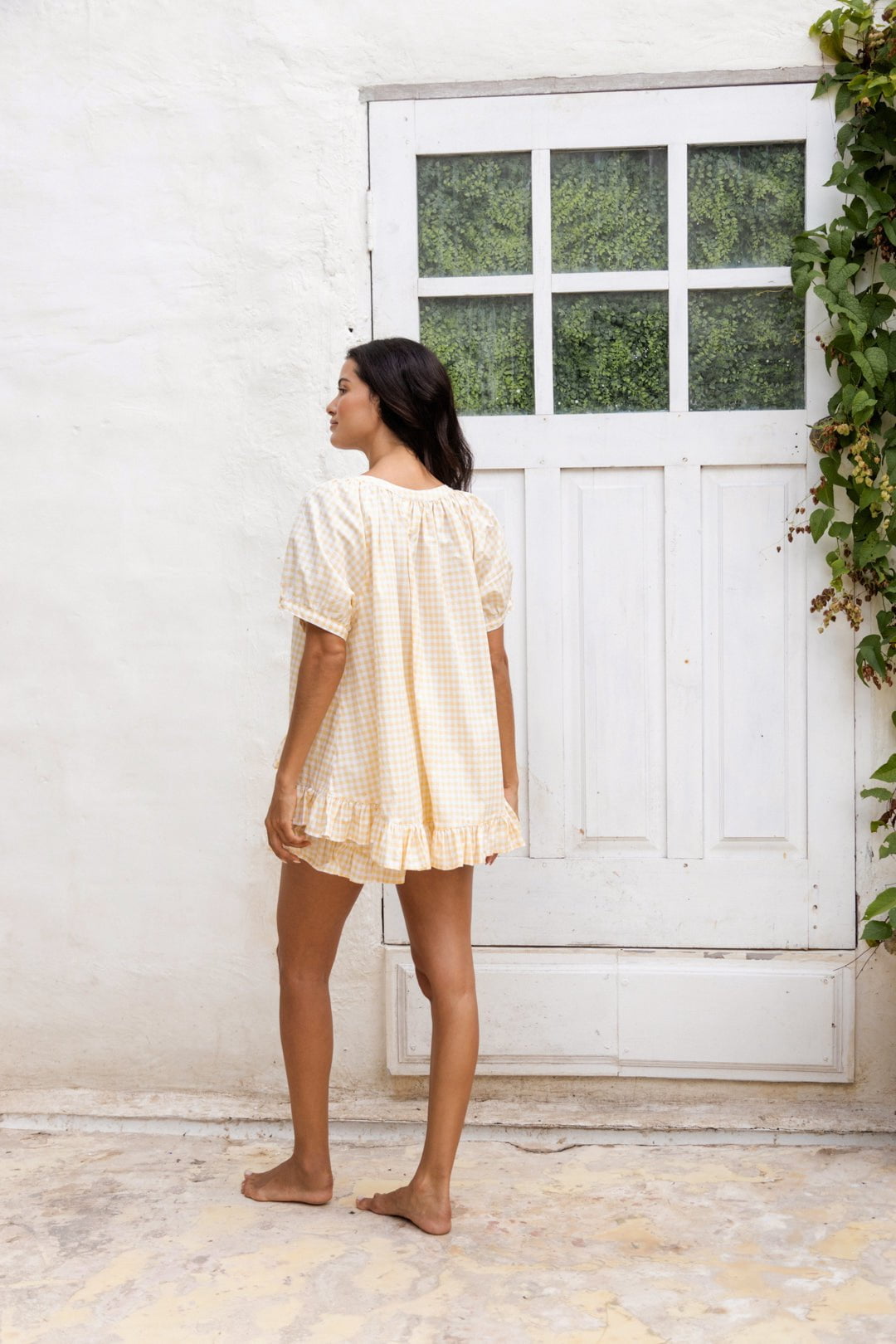 Sophie Sleep Set - Cotton - Gingham Yellow