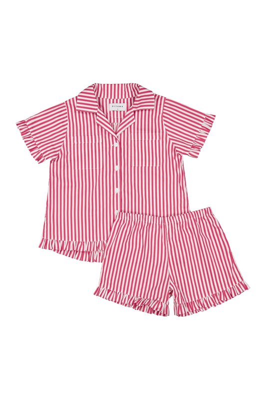 Girls Felicity Frill Set - Pinstripe Cherry