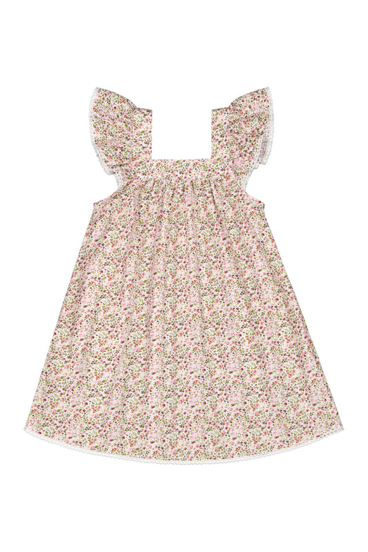 Girls Harriet Lounge Dress - Floret Pink + Trim