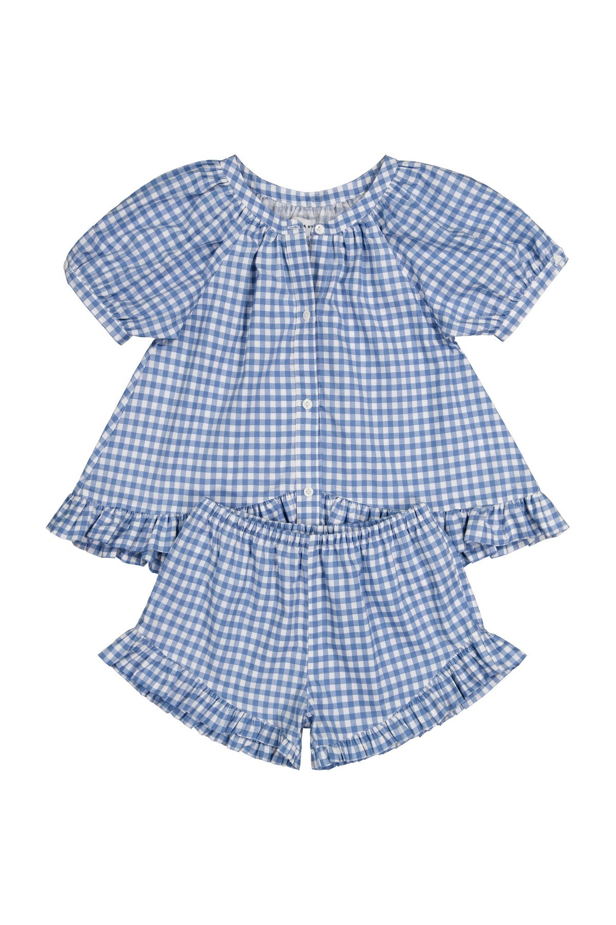 Girls Sophie Lounge Set - Gingham - French Blue