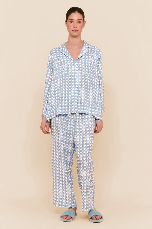 Peta Sleep Set - Long - ECOVEROâ„¢ - Rattan - Cornflower Blue