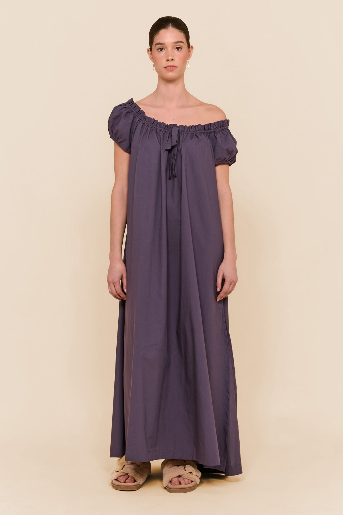 Piyama Lily Lounge Dress in Midnight – navy lounge dress in cotton modal – image 11