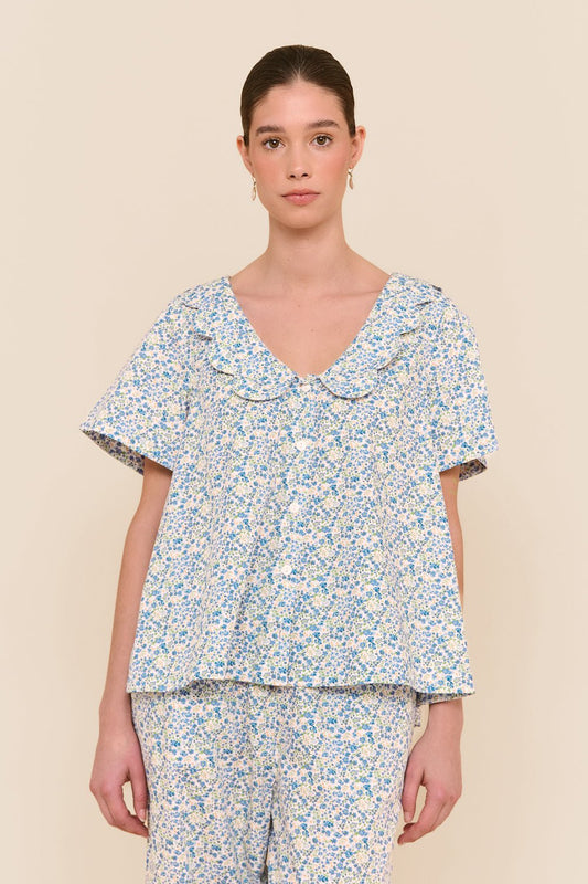 Penelope Sleep Set - Pants - Cotton - Floret Blue