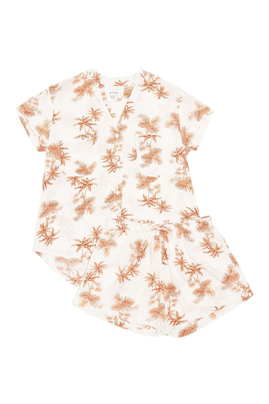 Maggie Pajama Set - Vintage Palm - Sunset
