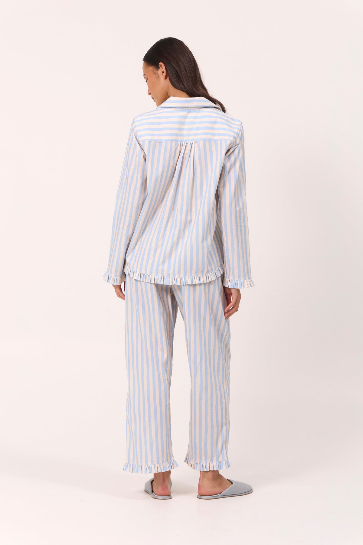 Felicity Frill Set - Long - Freehand Stripe - Milky Blue