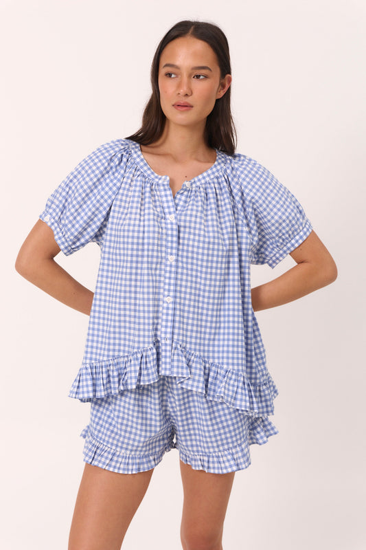 Sophie Sleep Set - Gingham - French Blue