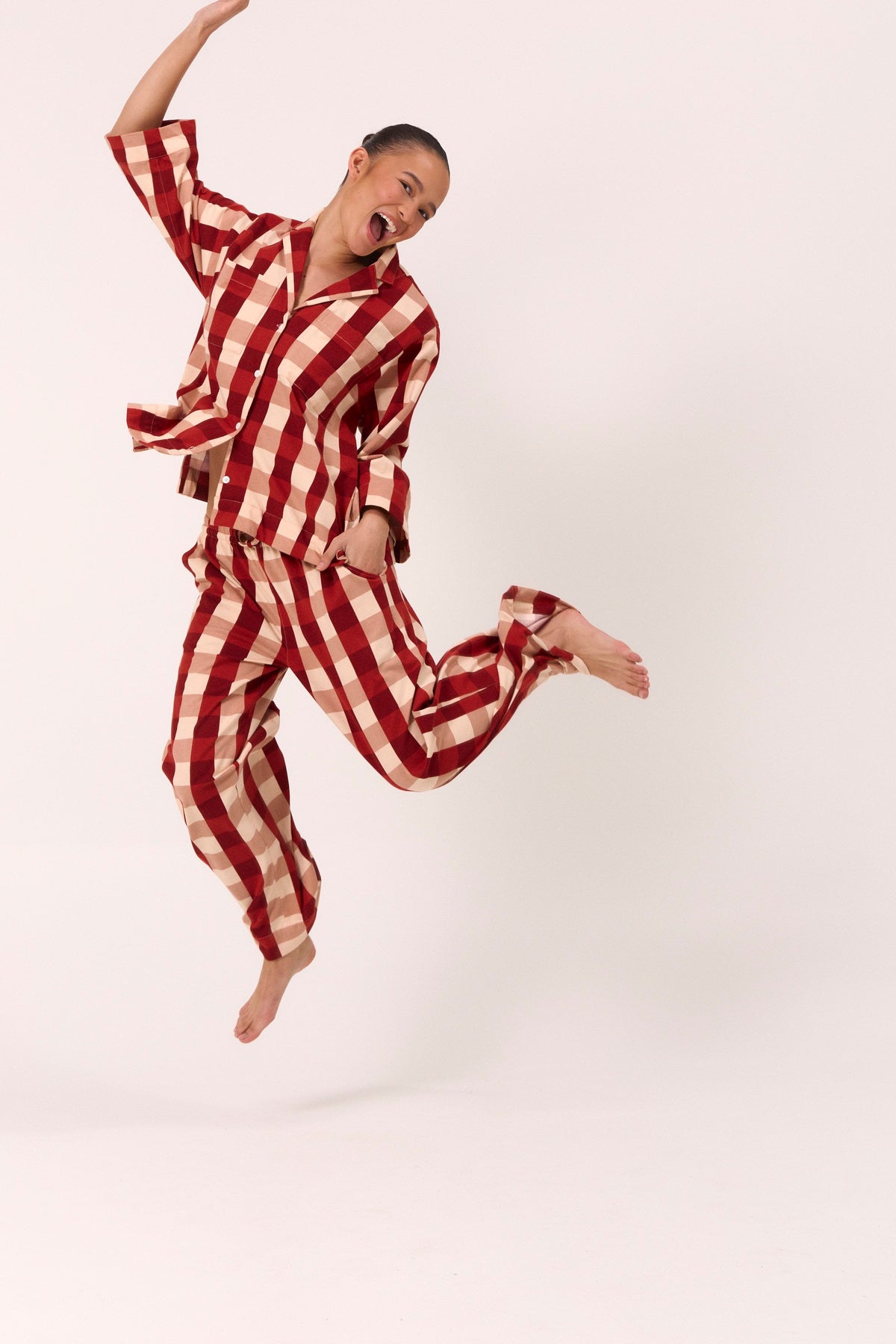 Peta Lounge Set - Cotton Jersey - Holiday Plaid