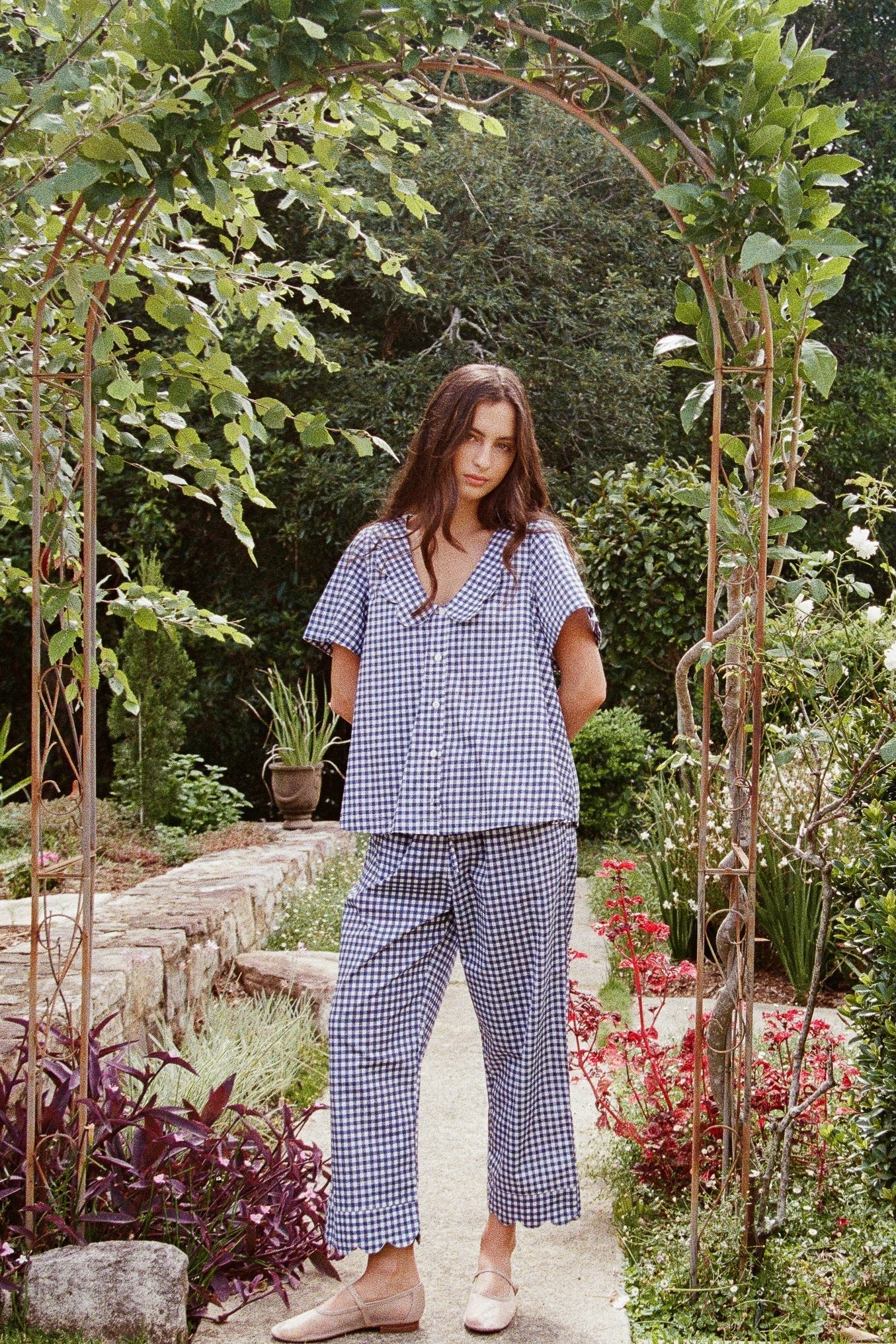 Penelope Sleep Set - Pants - Gingham - Navy