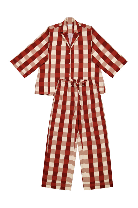 Peta Lounge Set - Cotton Jersey - Holiday Plaid