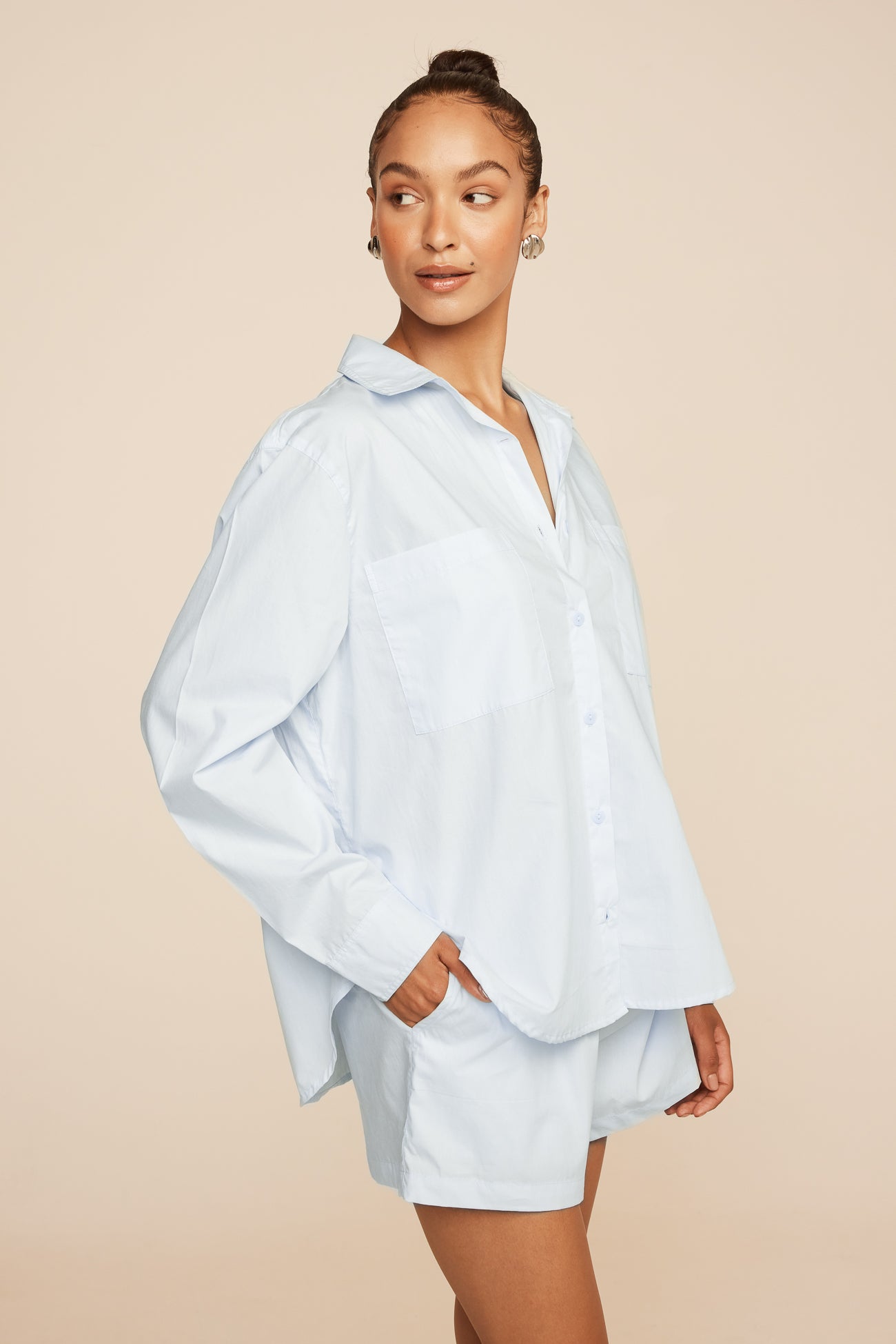 Anjue Women's Short Sleeve Pajama Set - Soft Bamboo Lounge Set With Pockets & Button Front - View #7