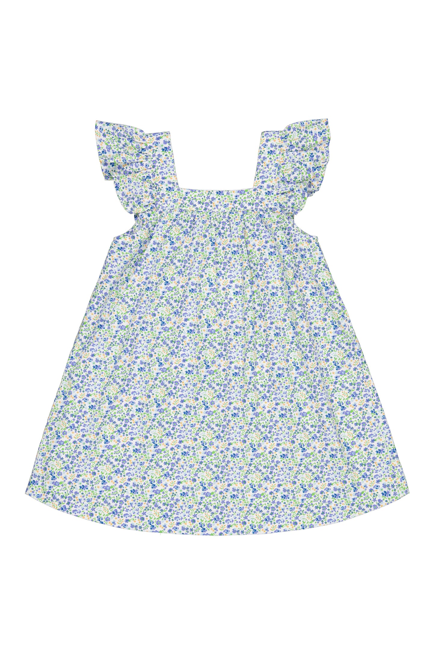 Piyama Girls Harriet Lounge Dress - Cotton - Floret Blue — front view