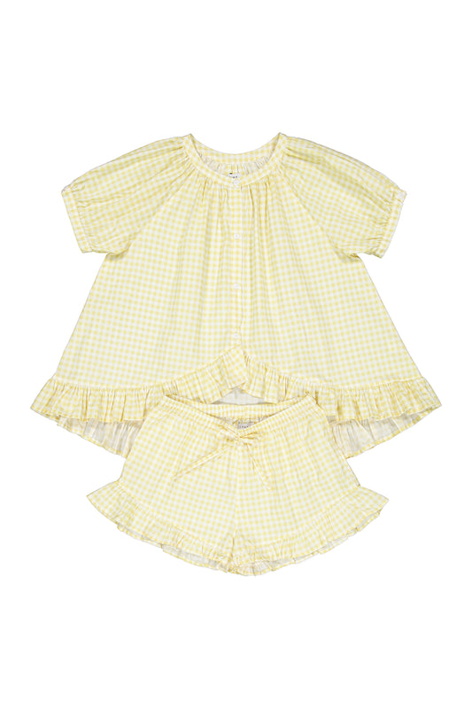 Sophie Sleep Set - Cotton - Gingham Yellow