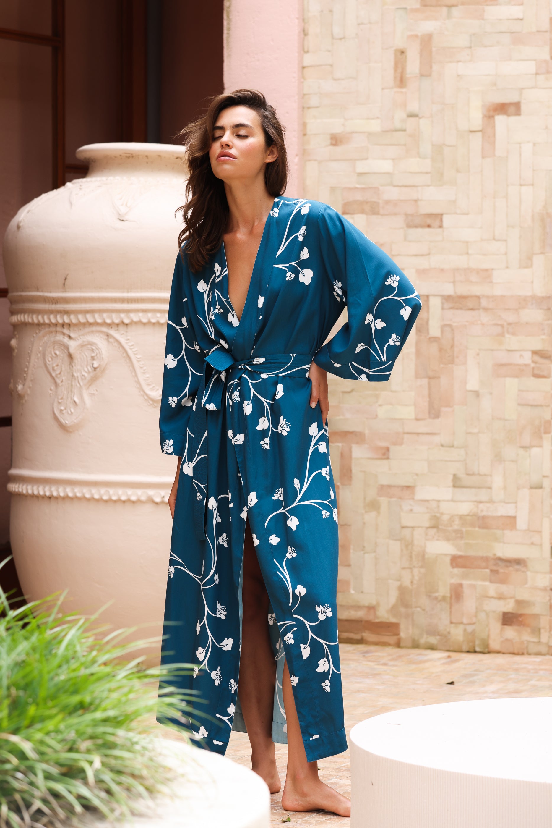 Alice Kimono Robe - Long - ECOVERO™ - Sweet Pea – Piyama USD