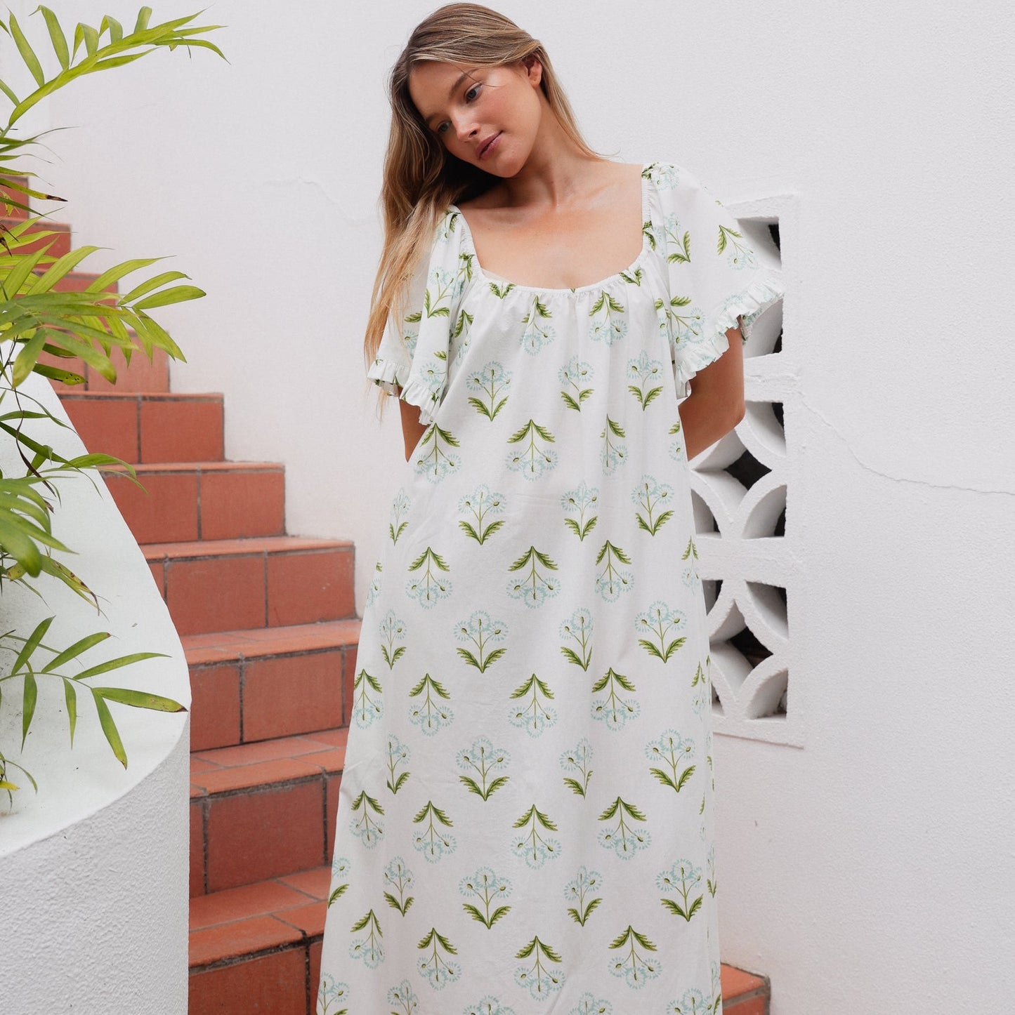 Betty Lounge Dress - Long - Cotton Modal - Dandelion