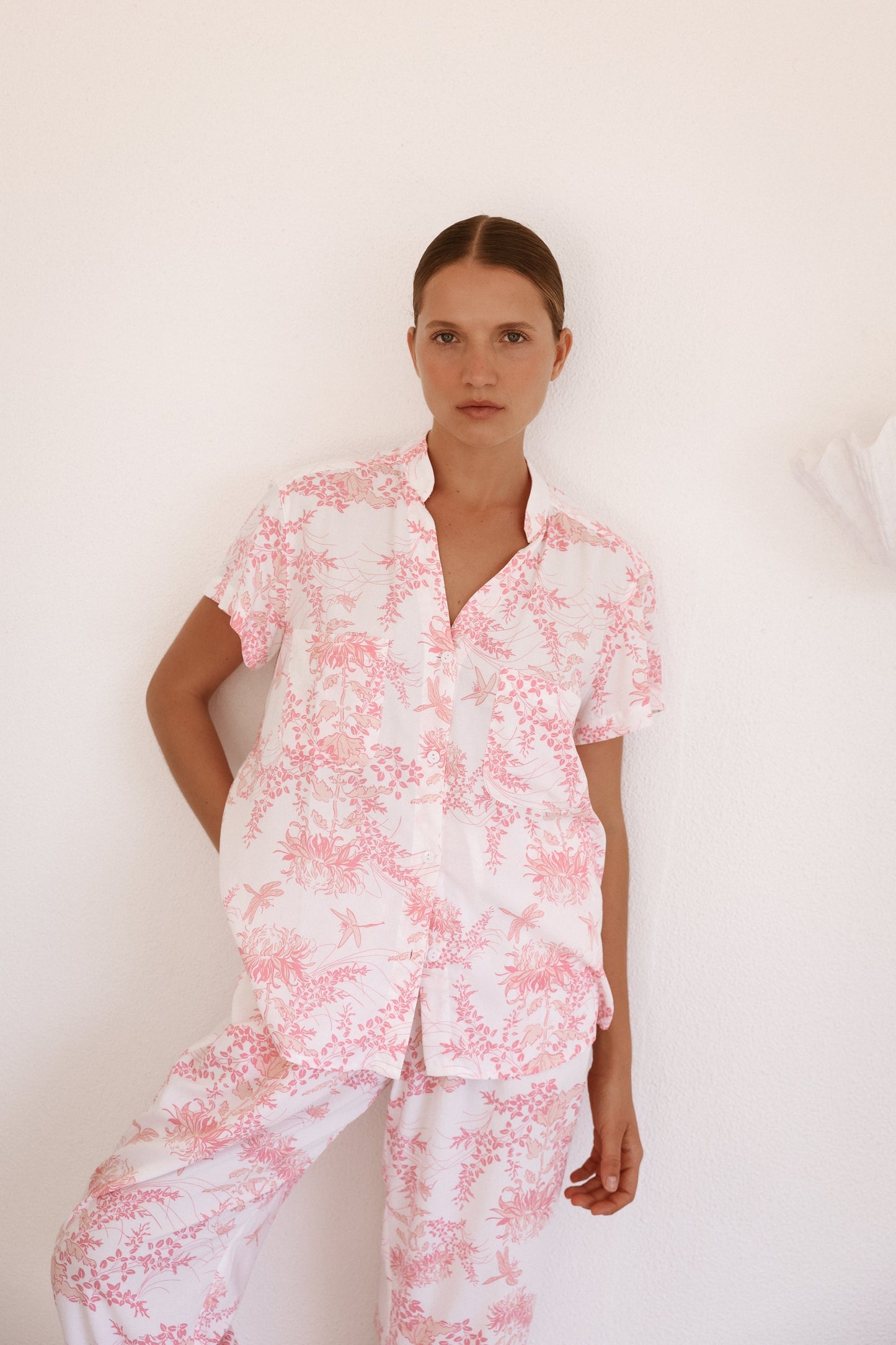 Maggie Pyjama Set - Long Pants - Summer Toile - Pink