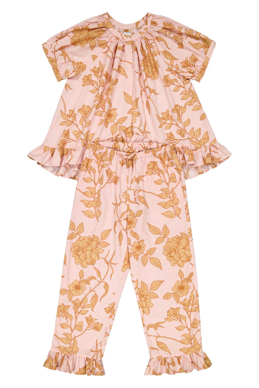 Sophie Sleep Set - Pants - Cotton Modal - Romantic Floral Peach