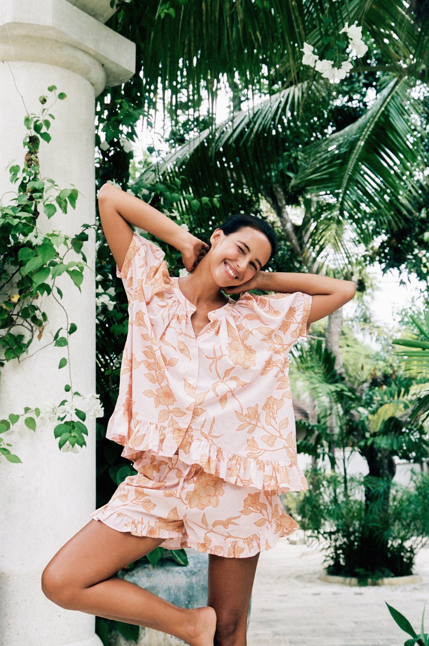 Sophie Sleep Set - Cotton Modal - Romantic Floral Peach