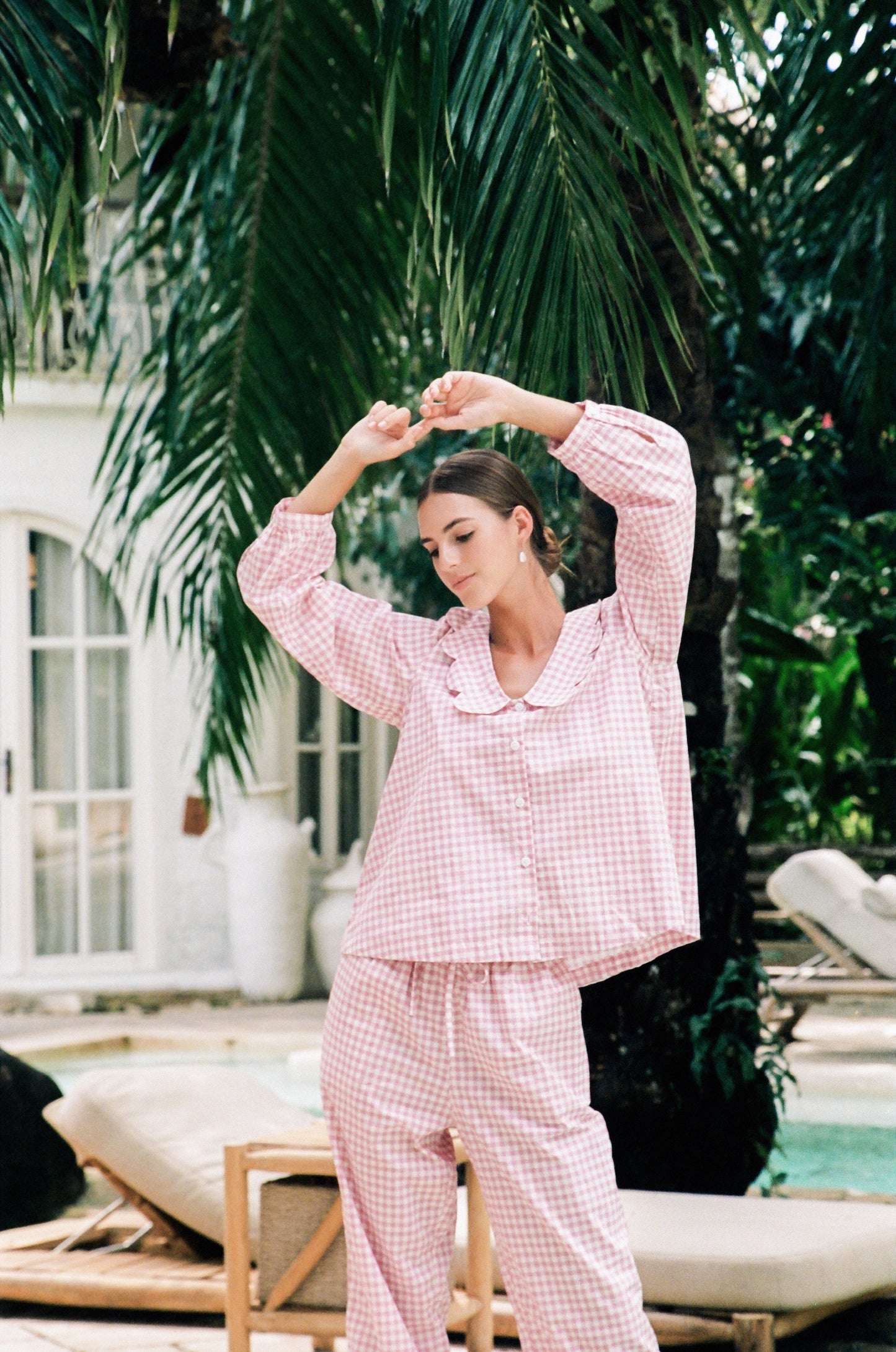 Penelope Sleep Set - Long - Gingham - Berry