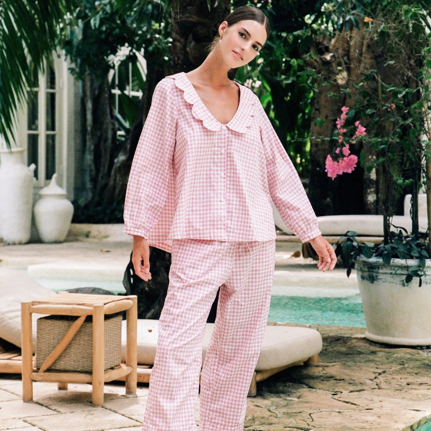 Penelope Sleep Set - Long - Gingham - Berry