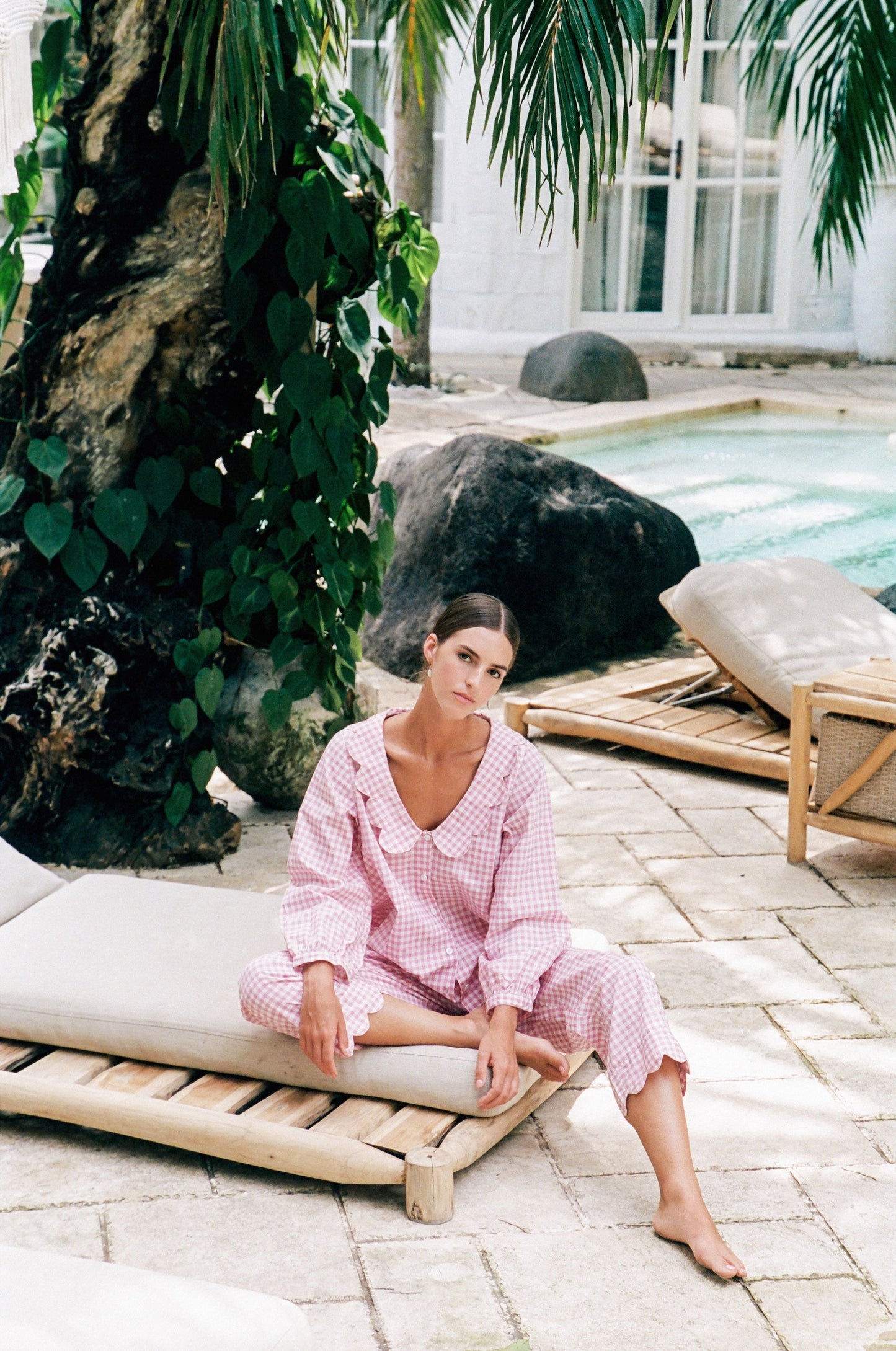 Penelope Sleep Set - Long - Gingham - Berry