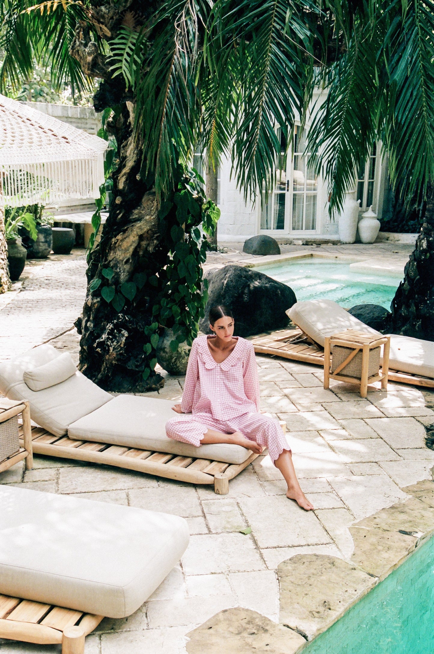 Penelope Sleep Set - Long - Gingham - Berry