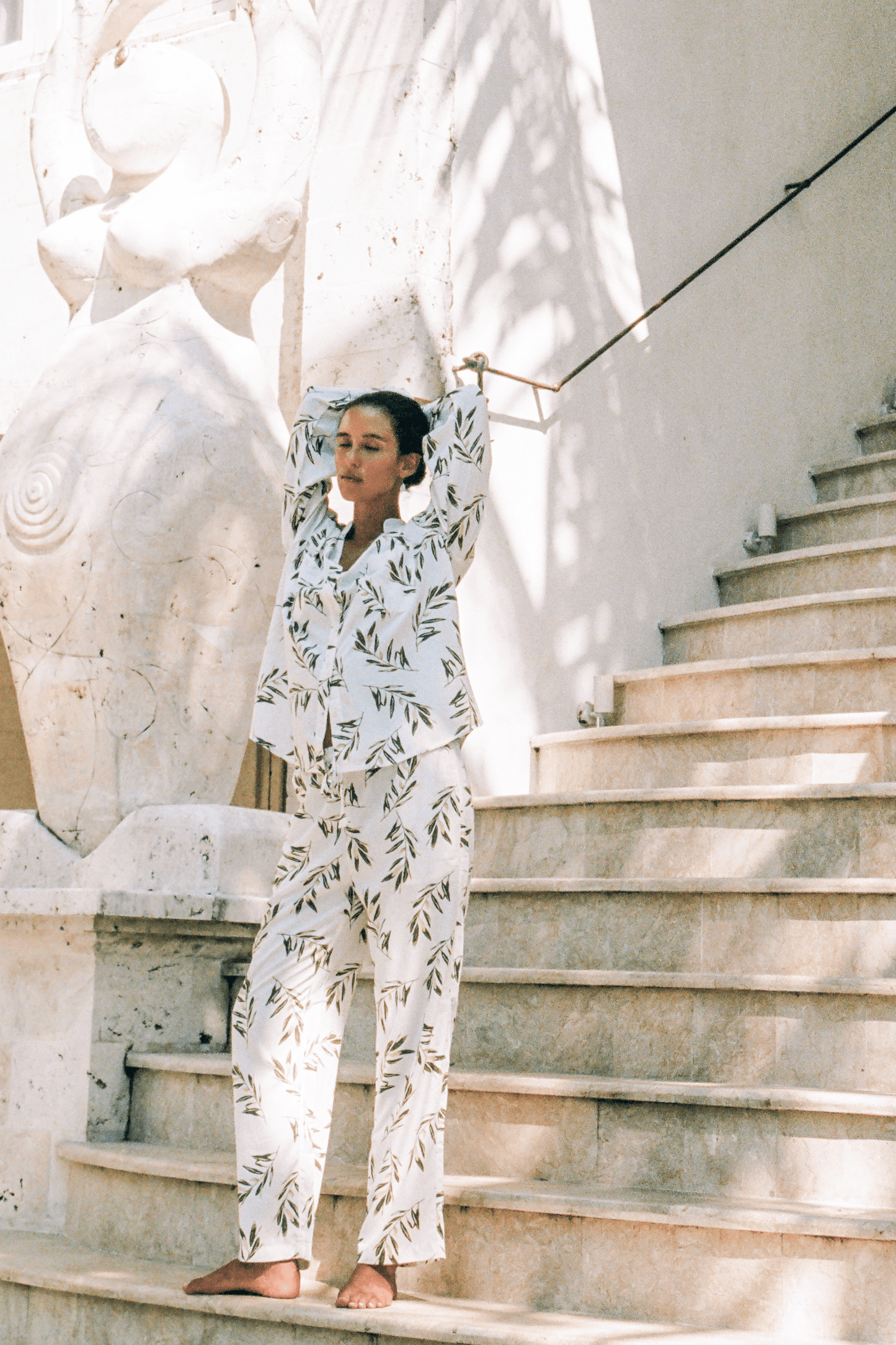 Maggie Pajama Set - Long - Olive Leaf