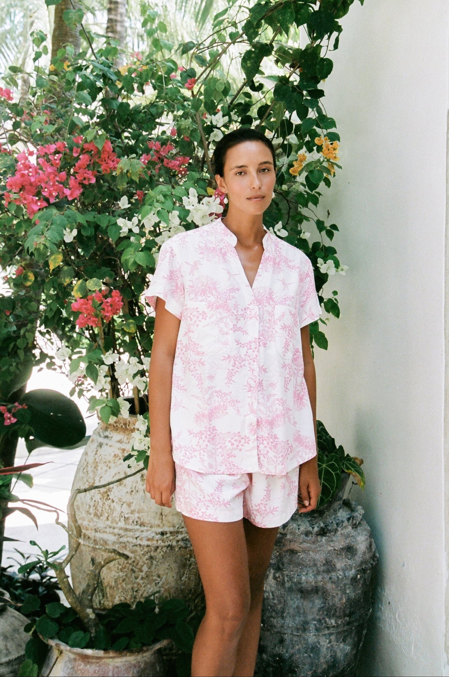 Piyama Maggie Pyjama Set - Summer Toile - Pink — front view