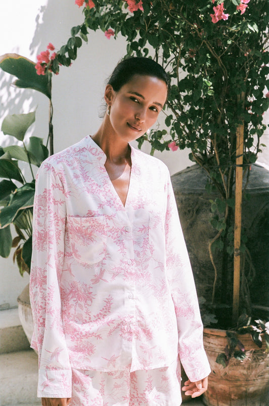Maggie Pajama Set - Long Sleeve - ECOVERO™ - Summer Toile - Pink