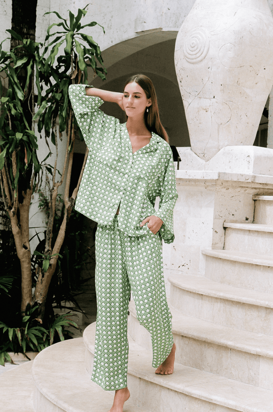 Peta Sleep Set - Long - ECOVERO™ - Rattan Green