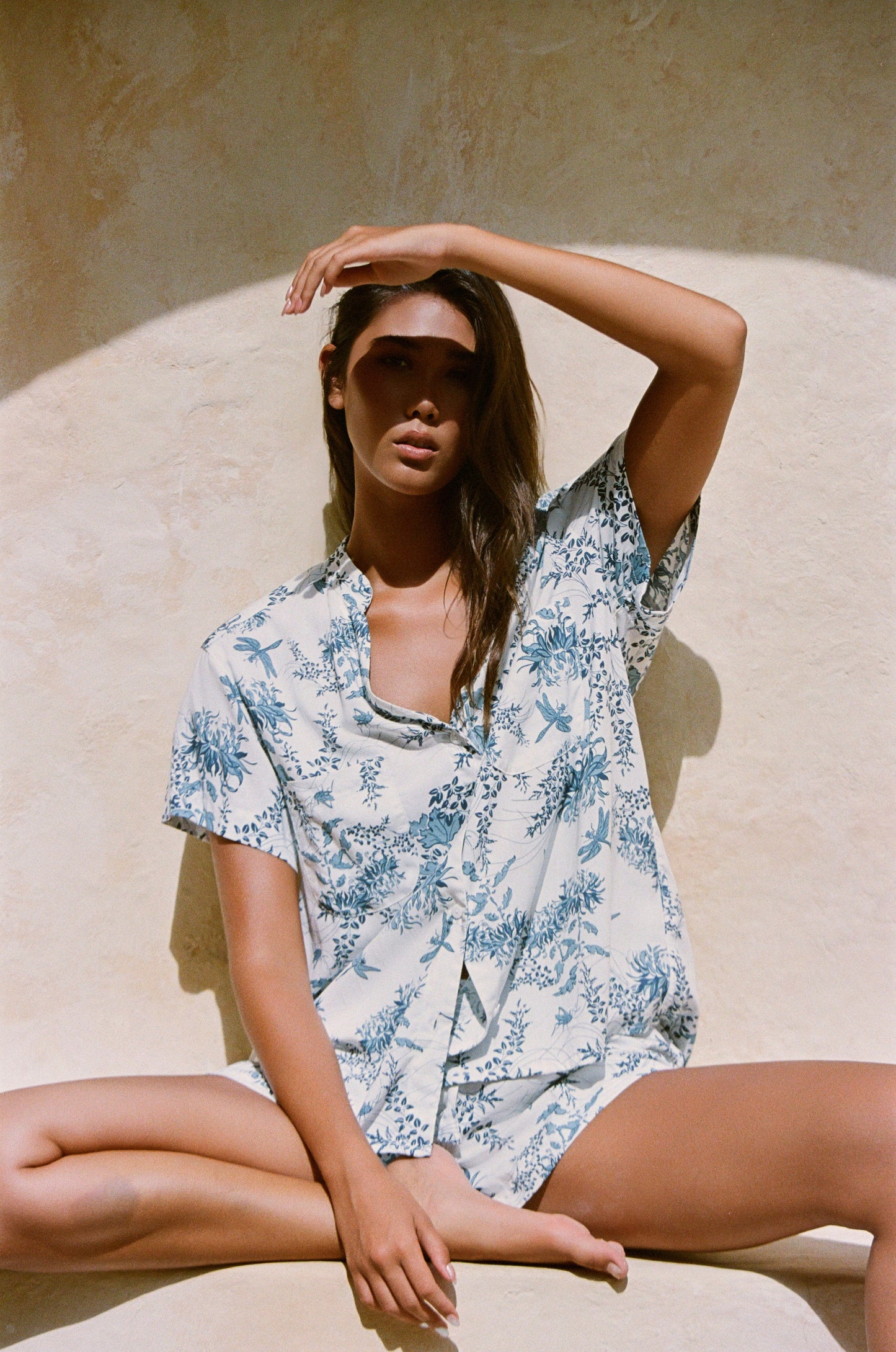 Maggie Pajama Set - Summer Toile - Aegean Blue