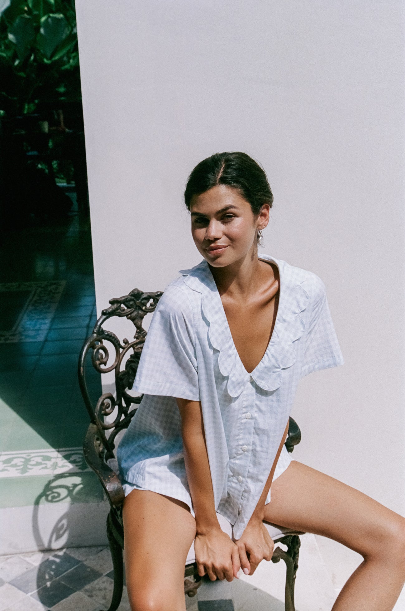 Penelope Sleep Set - Gingham Pale Blue