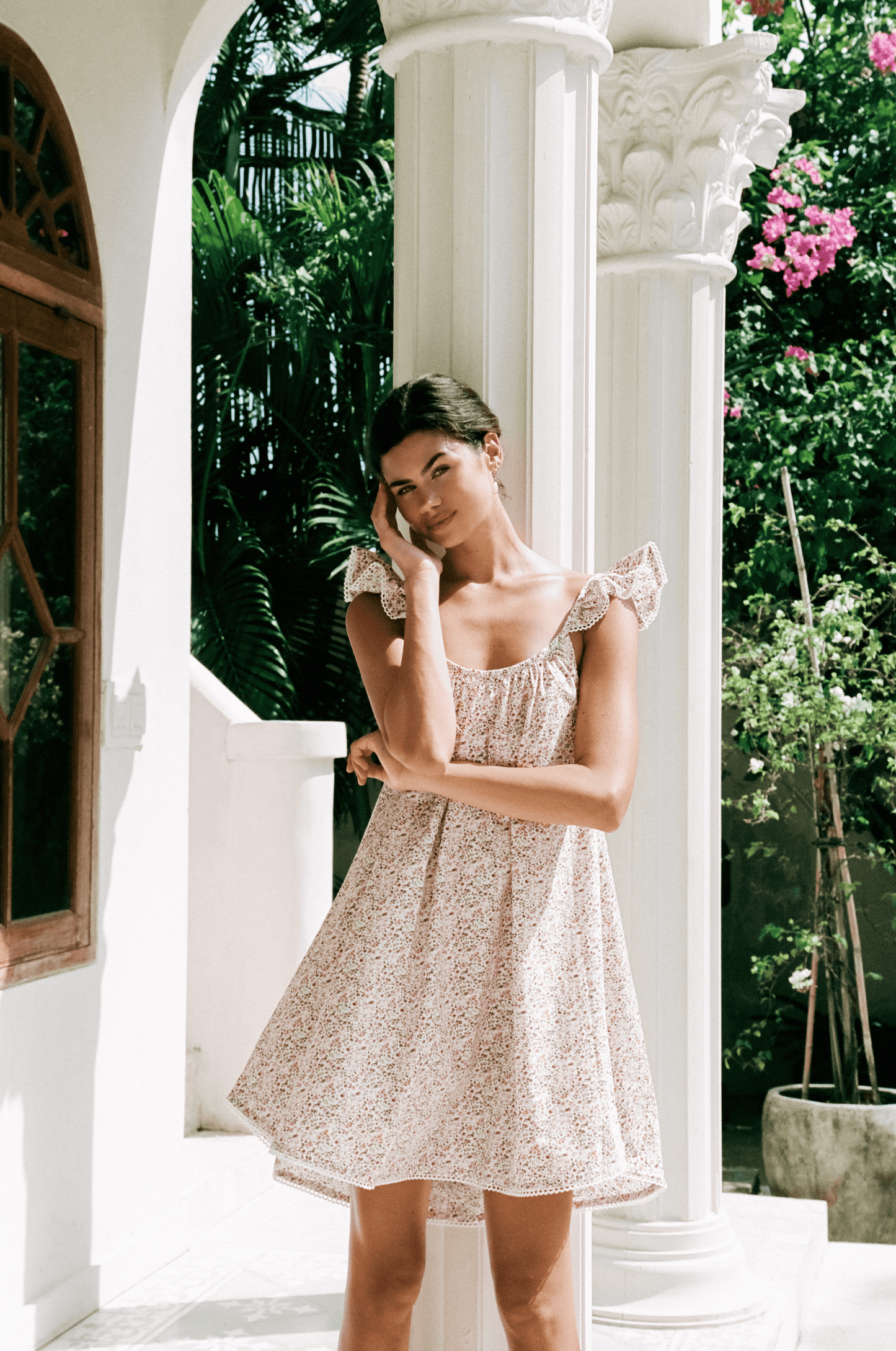 Indah Wing Nightie - Floret Pink + Trim