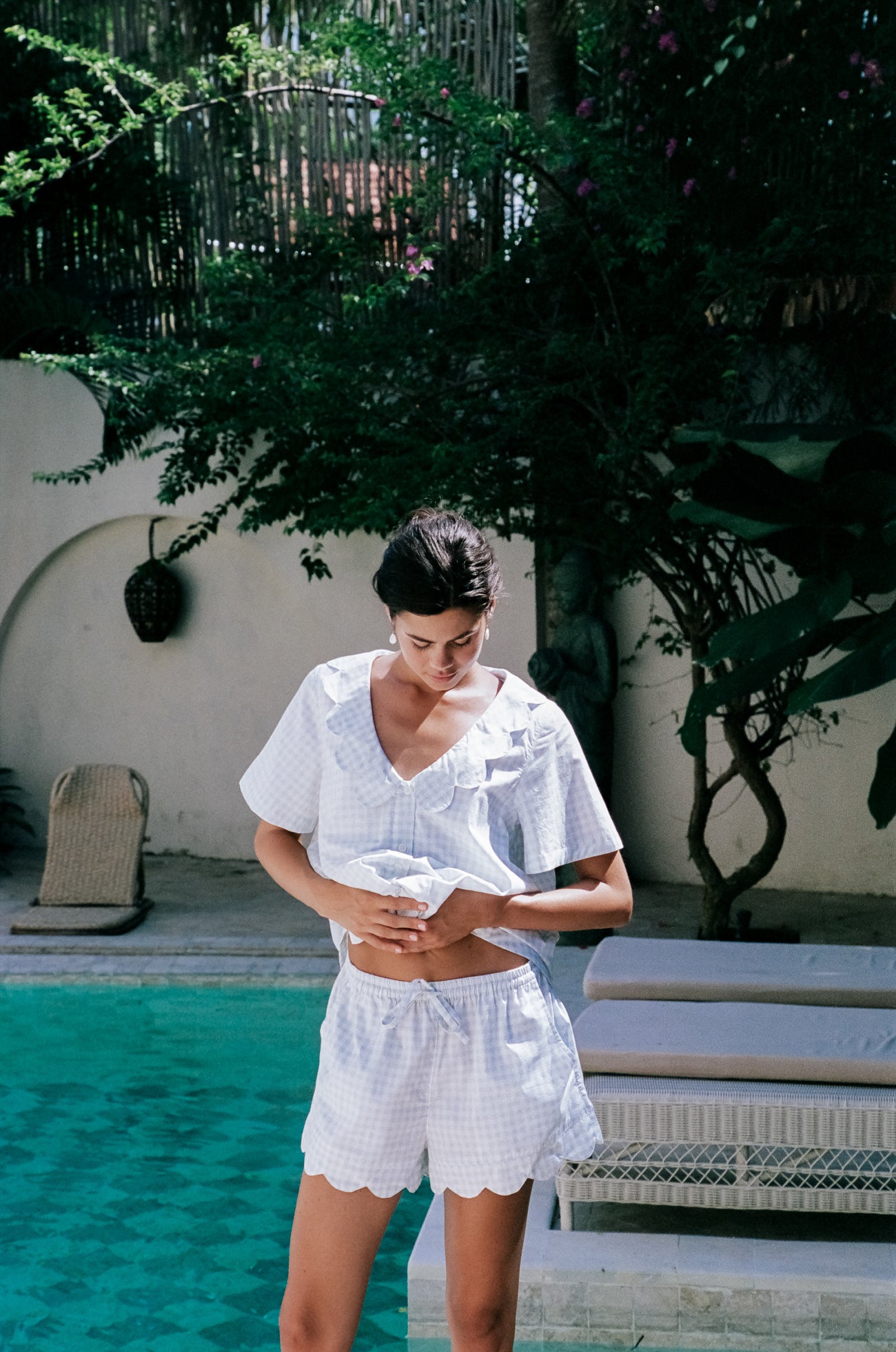 Penelope Sleep Set - Gingham Pale Blue