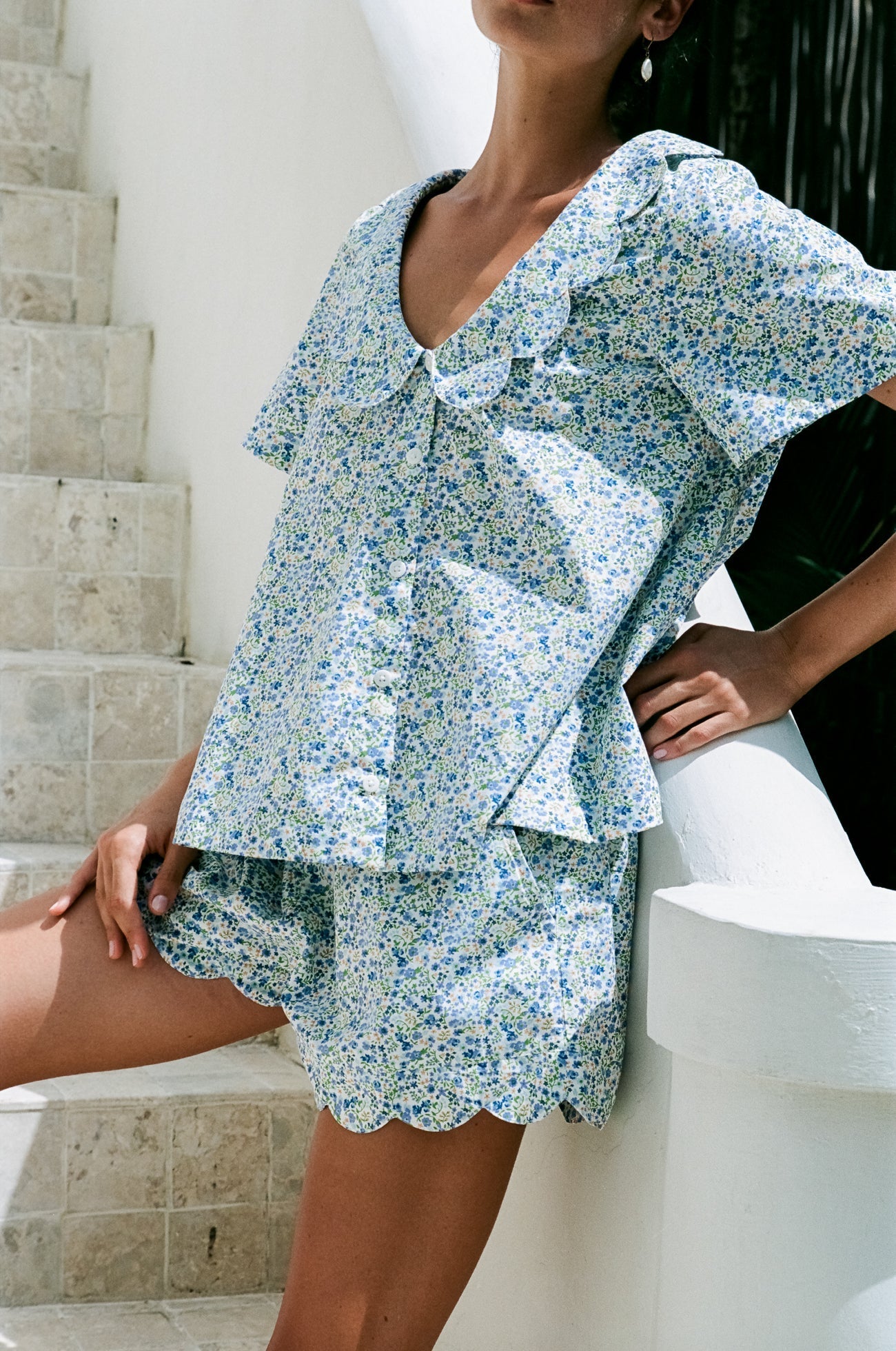 Penelope Sleep Set - Cotton - Floret Blue