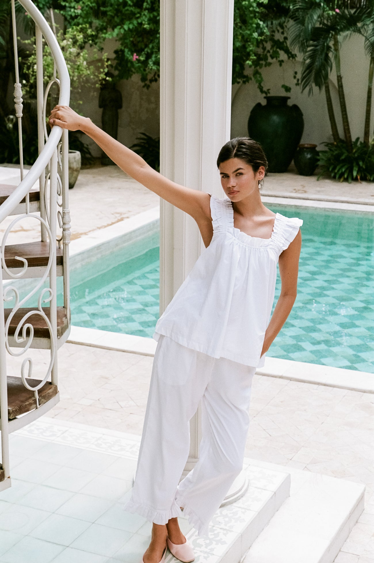 Nicolette Sleep Set - Pants - White Cotton Grass