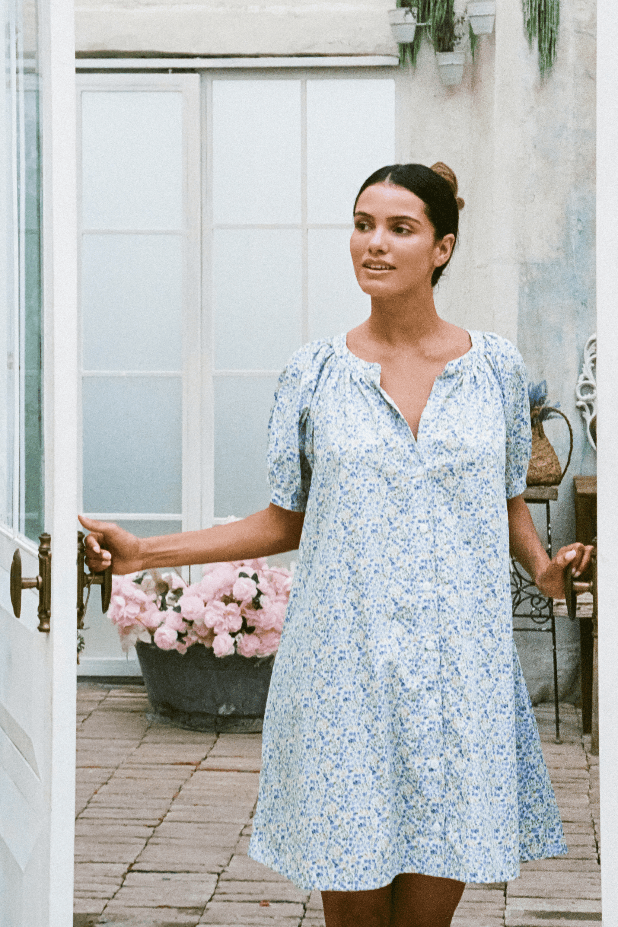 Libby Lounge Dress - Cotton - Floret Blue