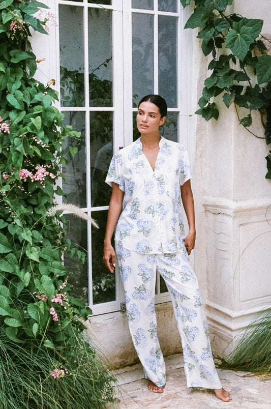 Maggie Pajama Set - Long Pants - Hydrangea Blue