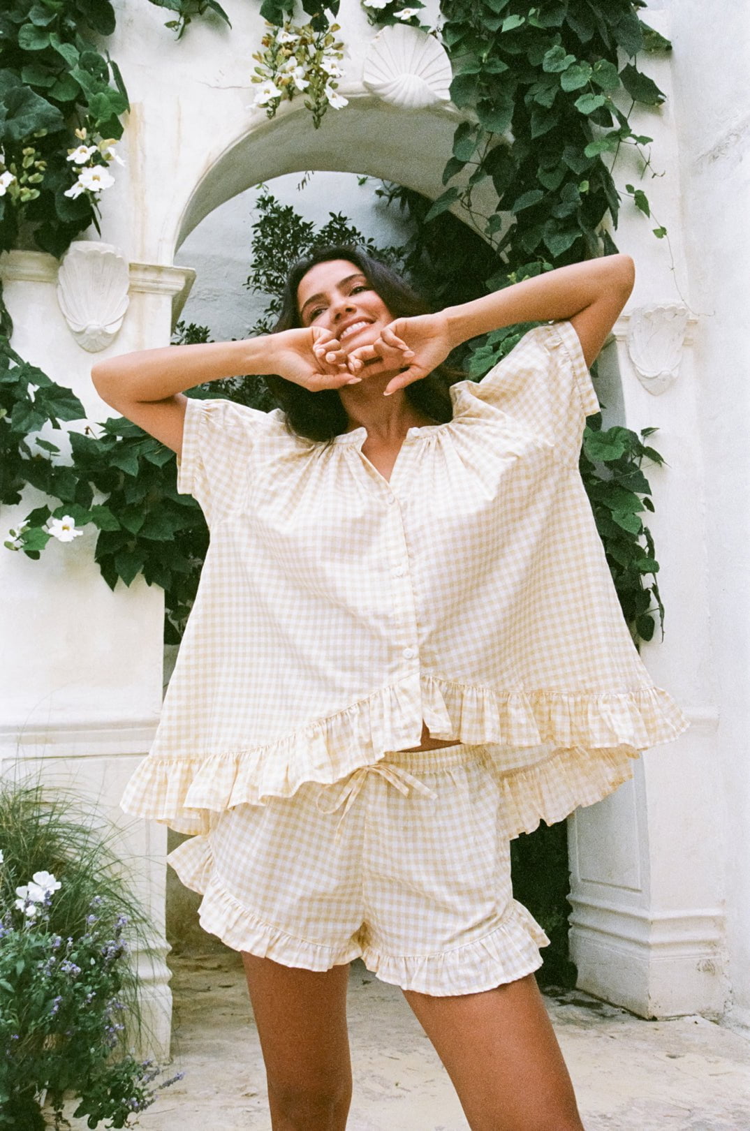 Sophie Sleep Set - Cotton - Gingham Yellow - M