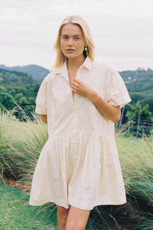 Cosima Dress - Cotton - Gingham Yellow