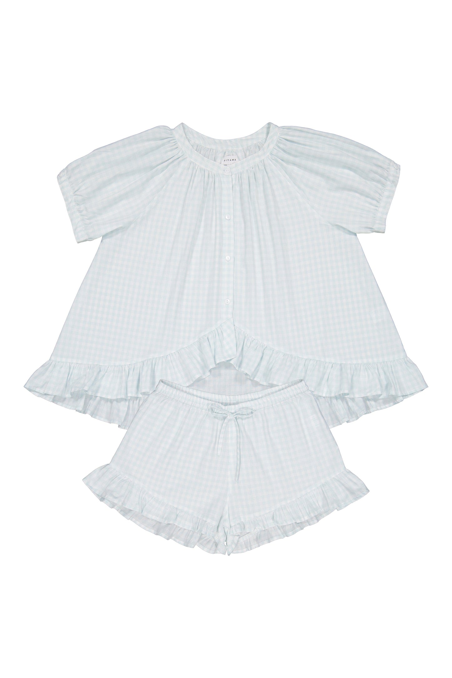 Sophie Sleep Set - Cotton - Gingham Pale Blue