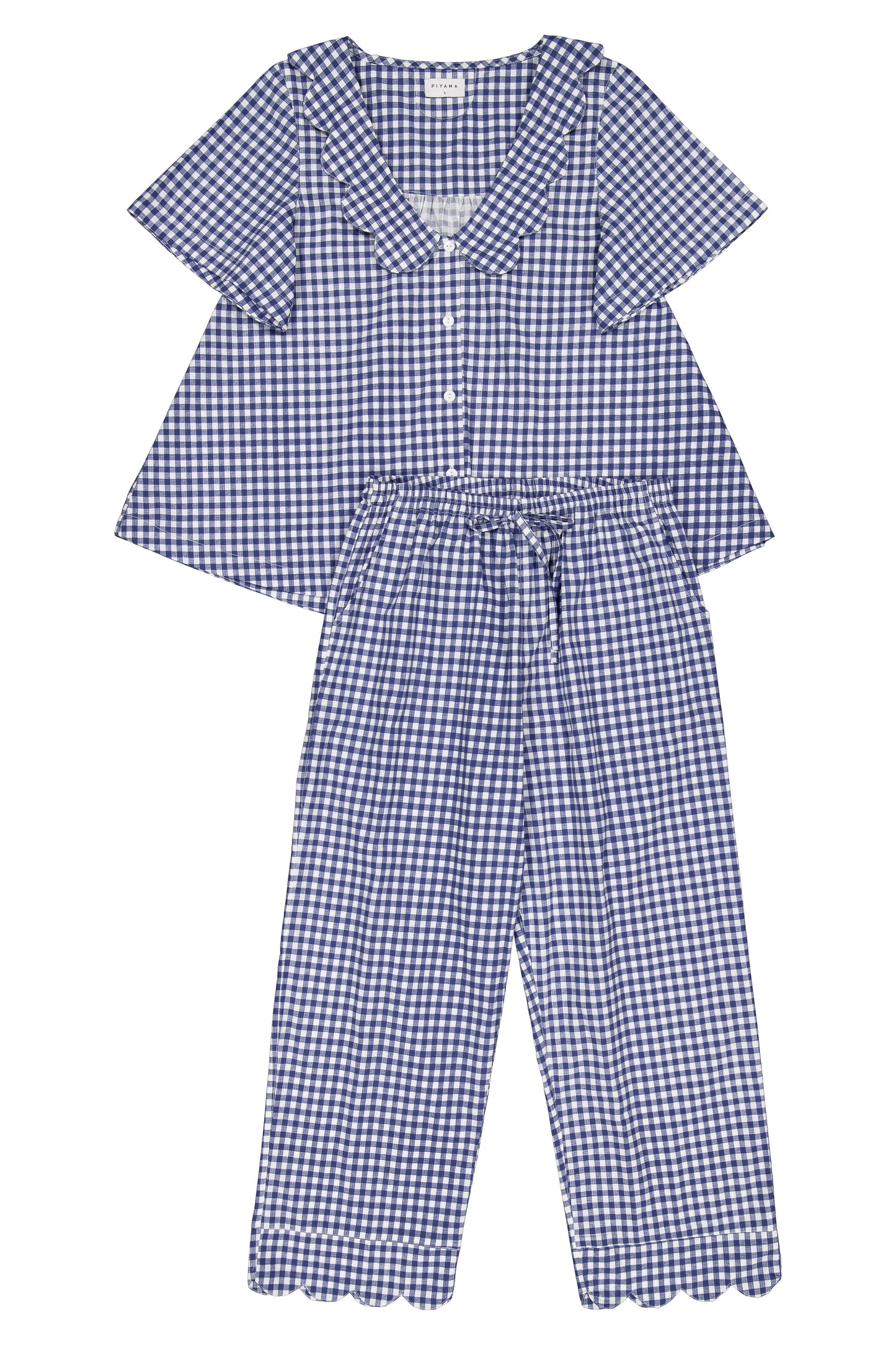 Penelope Sleep Set - Pants - Gingham - Navy