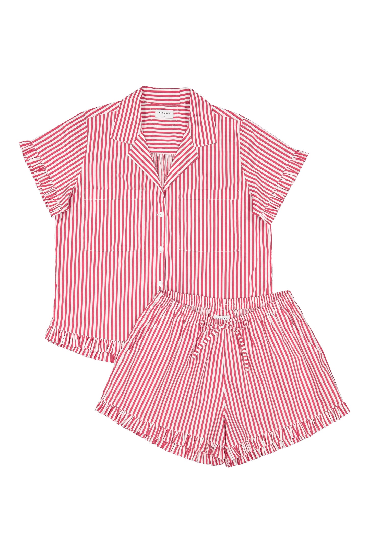 Felicity Frill Set - Pinstripe Cherry