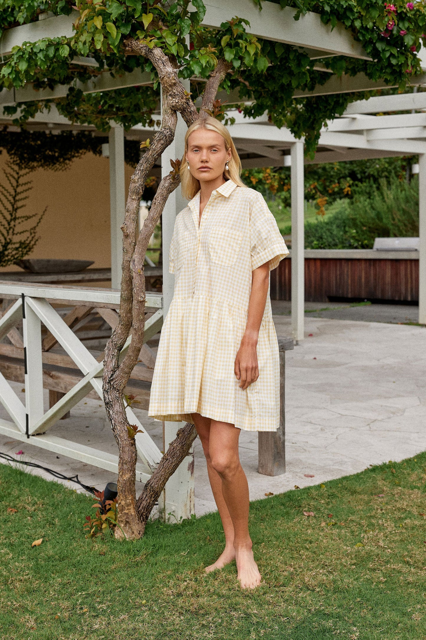Cosima Dress - Cotton - Gingham Yellow