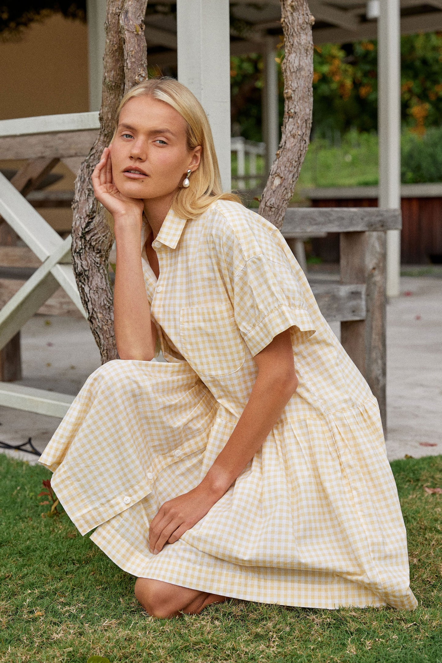 Cosima Dress - Cotton - Gingham Yellow