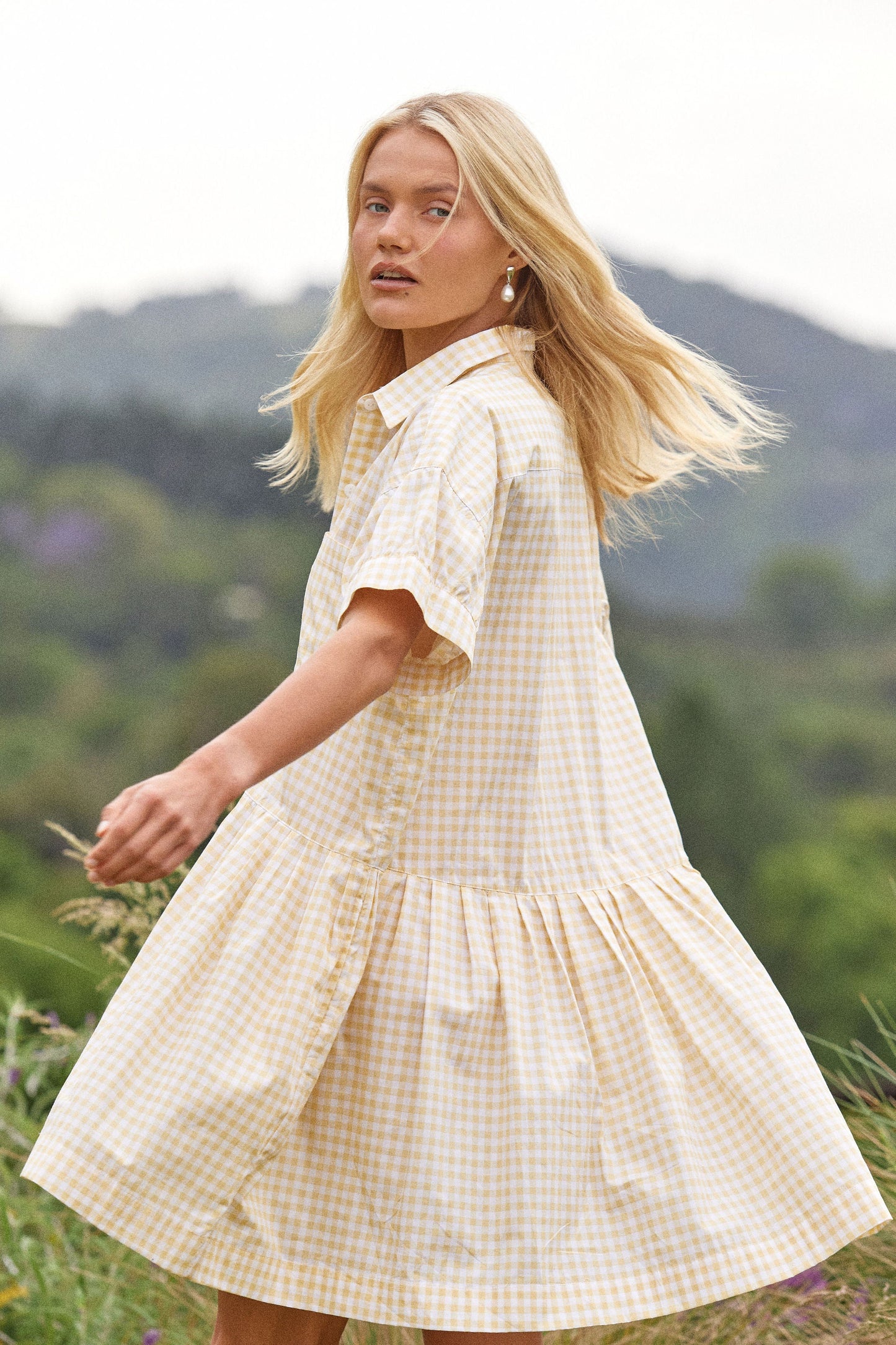 Cosima Dress - Cotton - Gingham Yellow