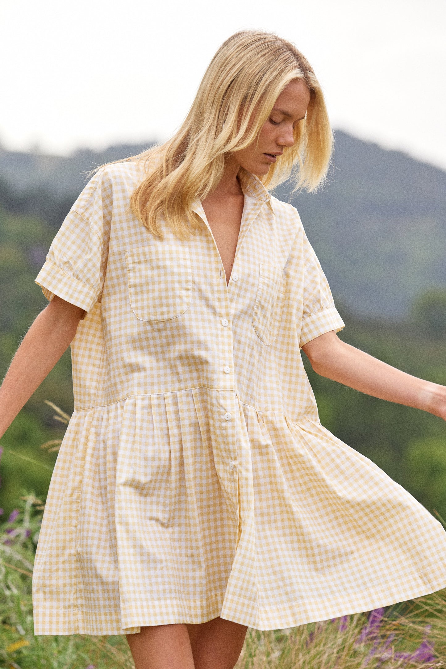 Cosima Dress - Cotton - Gingham Yellow